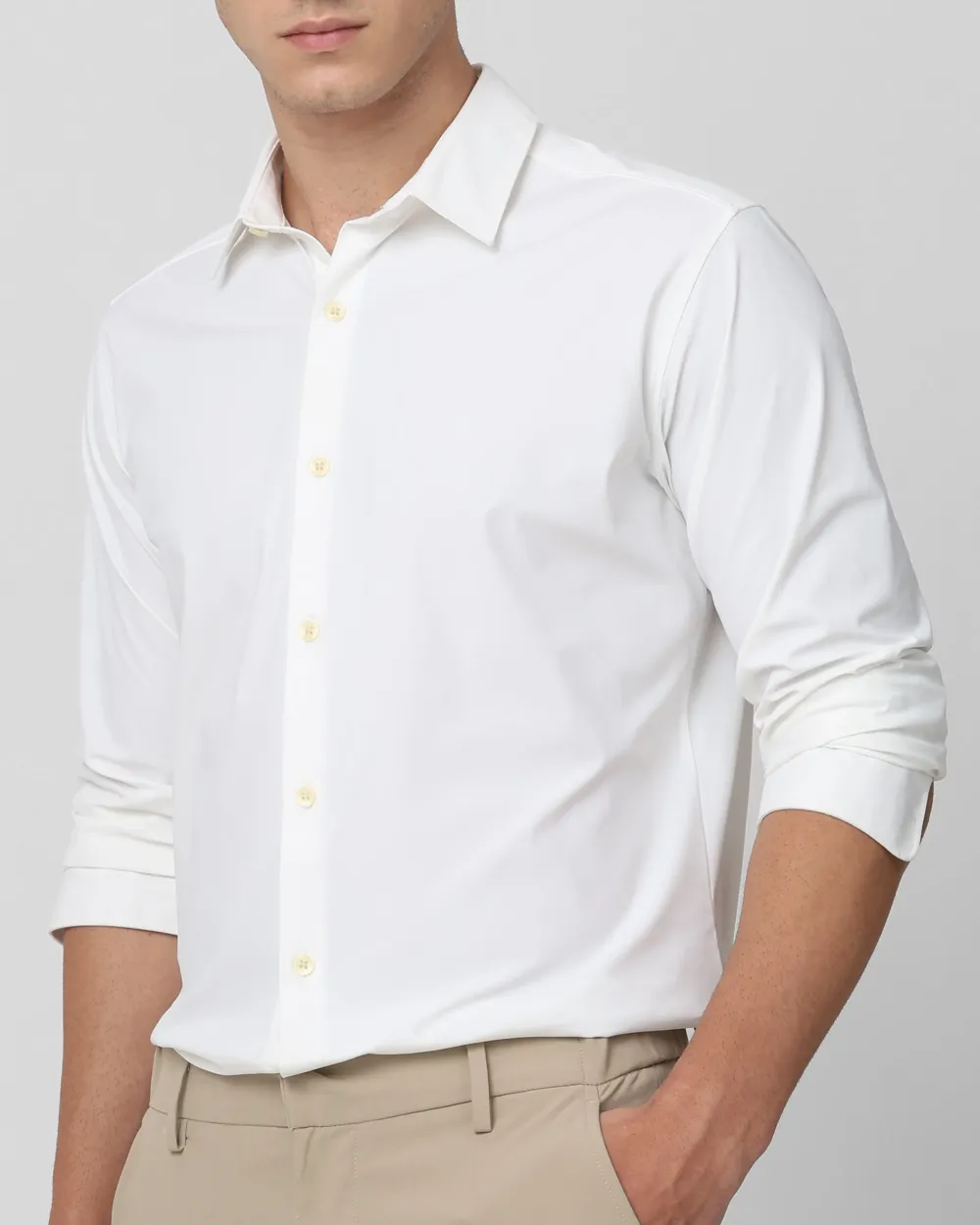 Leisure Soft And Comfortable Slim-Fit Dark White Shirt