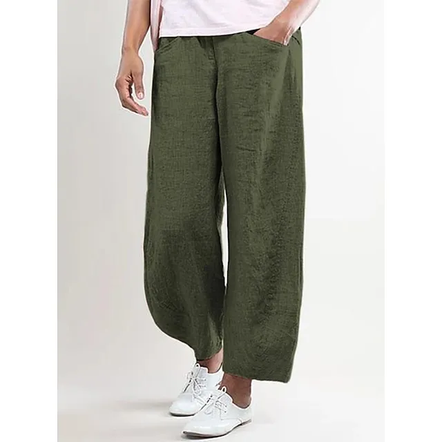 Women's High Waist Yoga Pants Wide Leg Side Pockets Baggy Bottoms Quick Dry Solid Color Green Pink Grey Yoga Fitness Gym Workout Summer Sports Activewear Micro-elastic Athletic