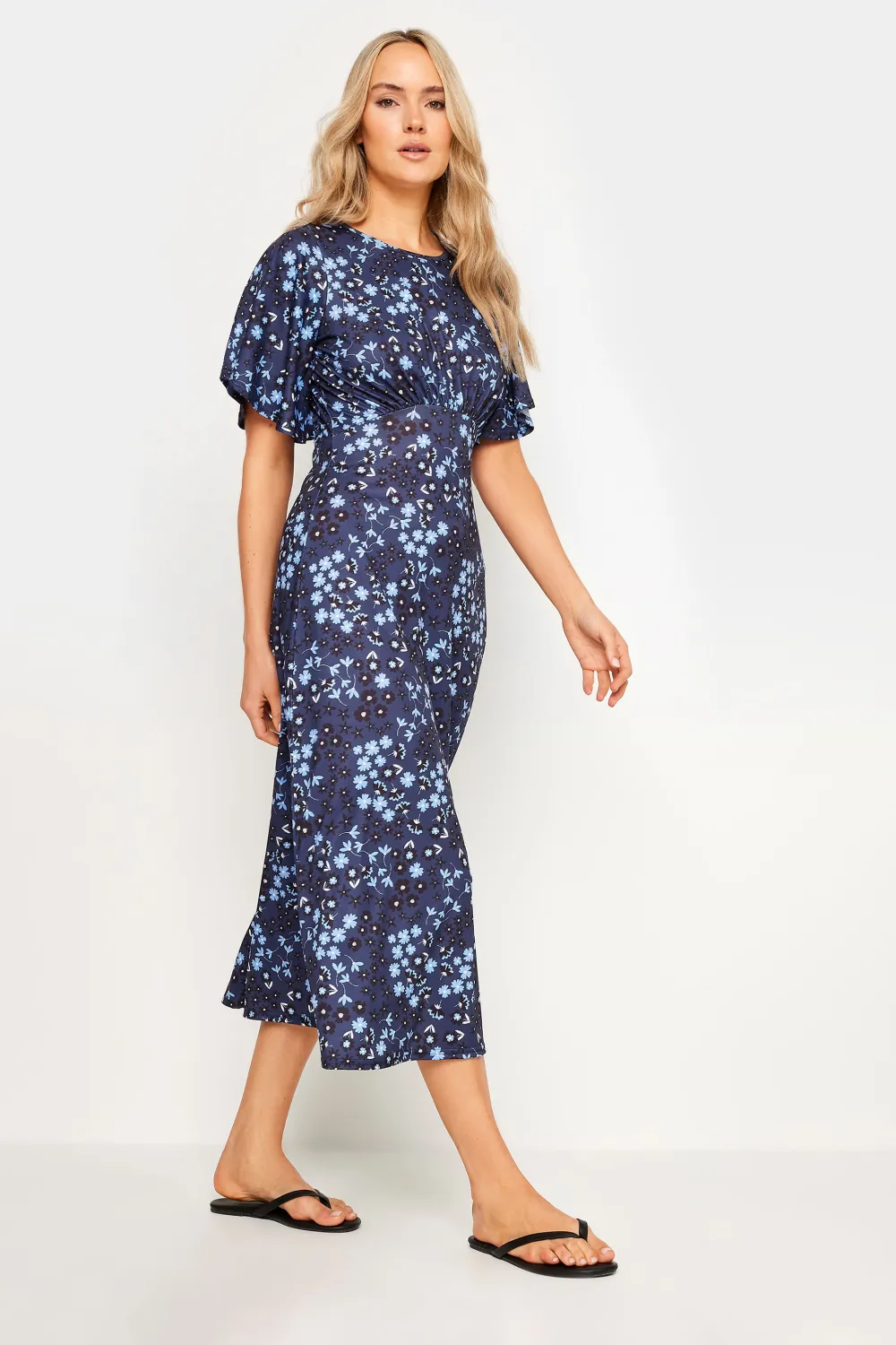 LTS Tall Navy Blue Floral Midi Dress
