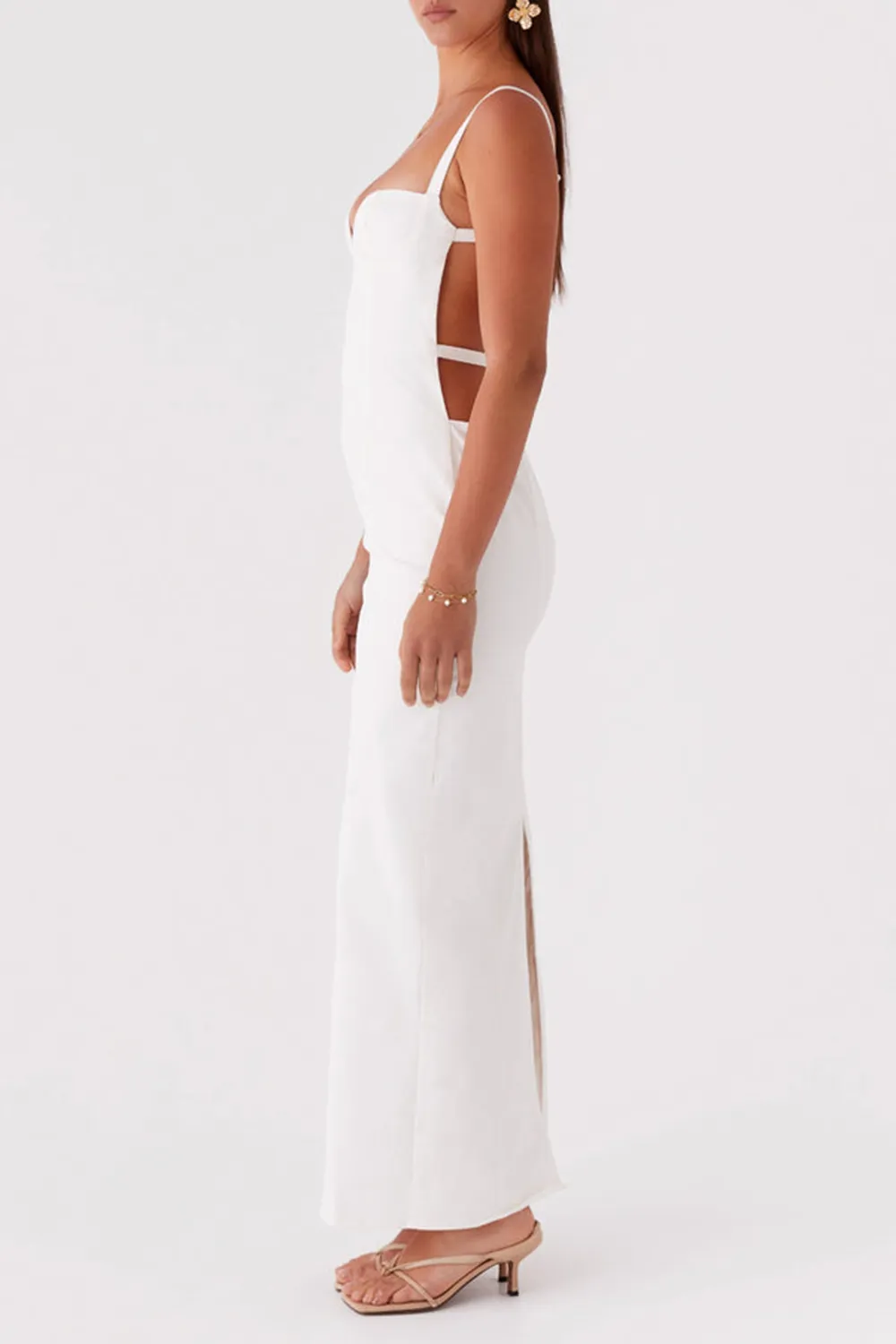 Naomi Backless Maxi Dress - Off White