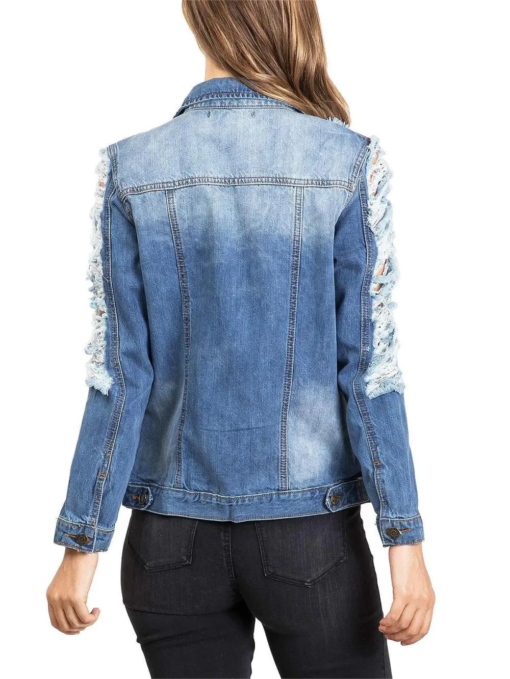 Distressed Long Sleeve Denim Jacket