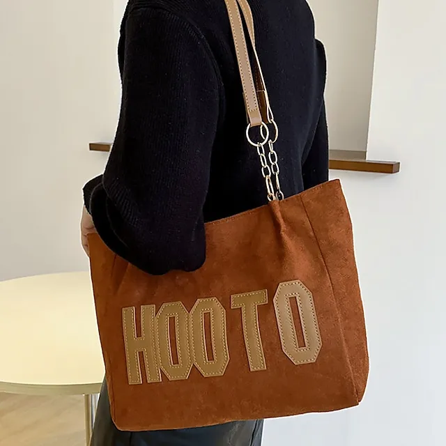 Women's Tote Shoulder Bag Bucket Bag PU Leather Outdoor Daily Holiday Zipper Large Capacity Lightweight Durable Solid Color Letter dark brown Black Brown