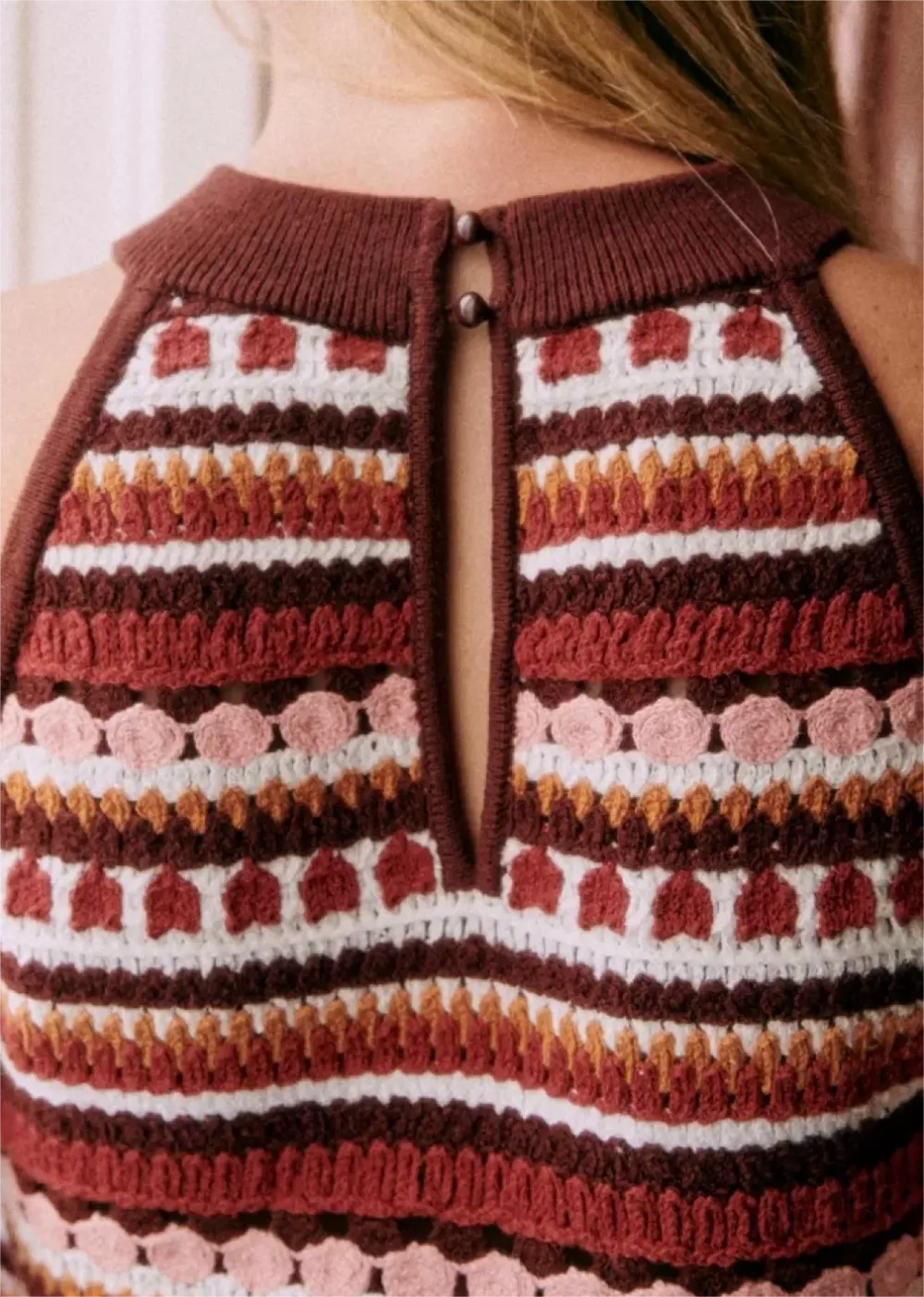 Patterned Halter Knit Top