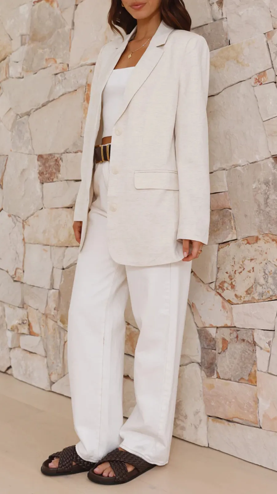 Simple Beige Suit Jacket