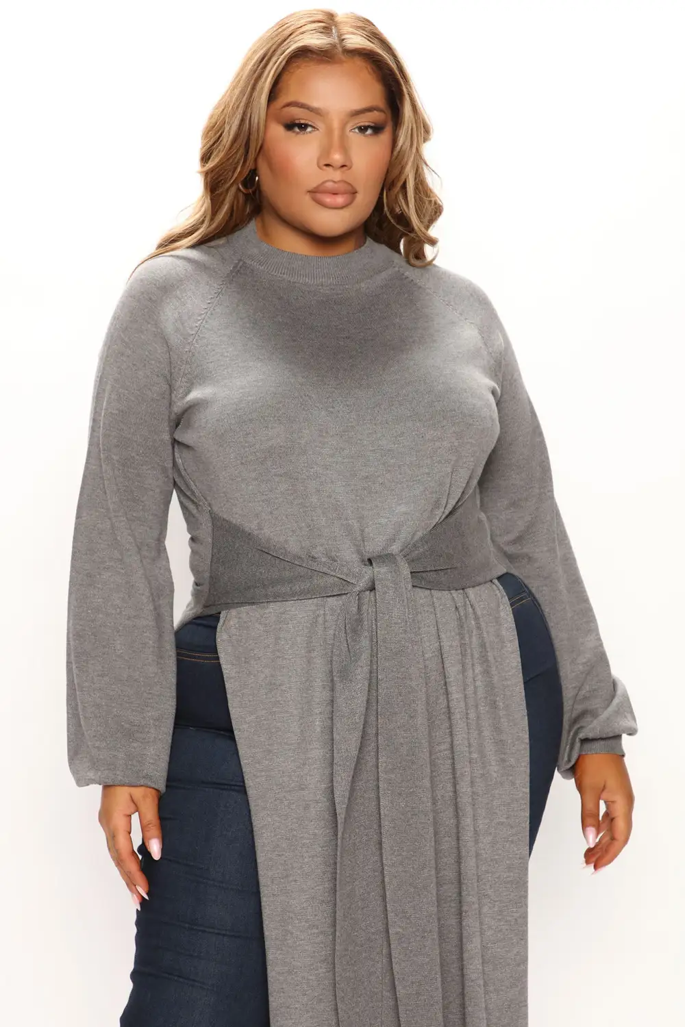 Slit Just Got Real Tunic Sweater - Grey