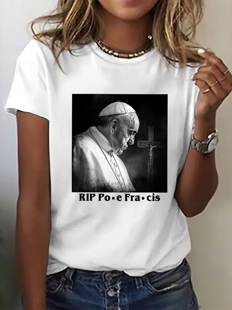 Women's Thank You Father 1936-2025 Print Short Sleeve Round Neck Cotton T-Shirt