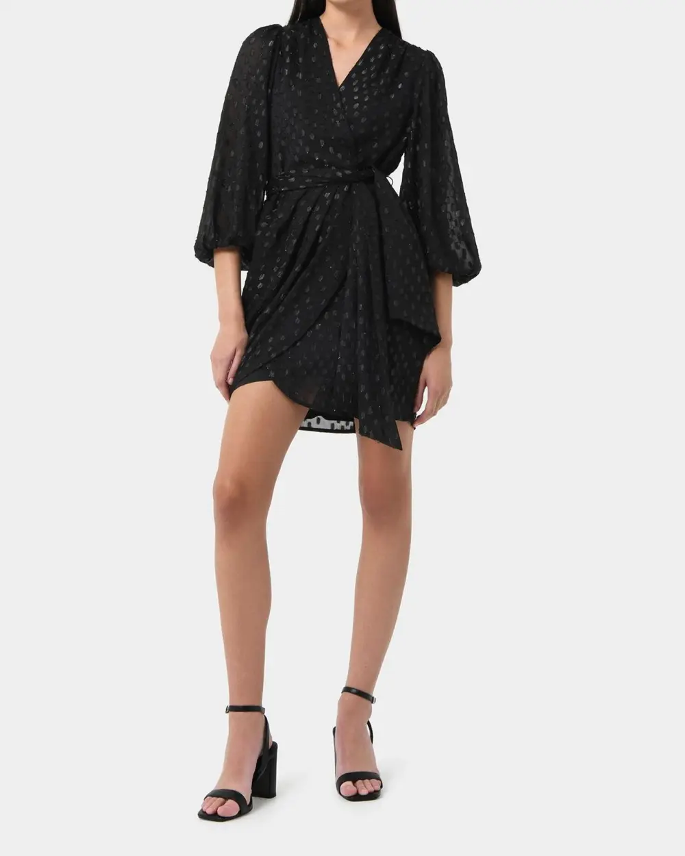 Circular Print Pattern Glitter Mini Dress