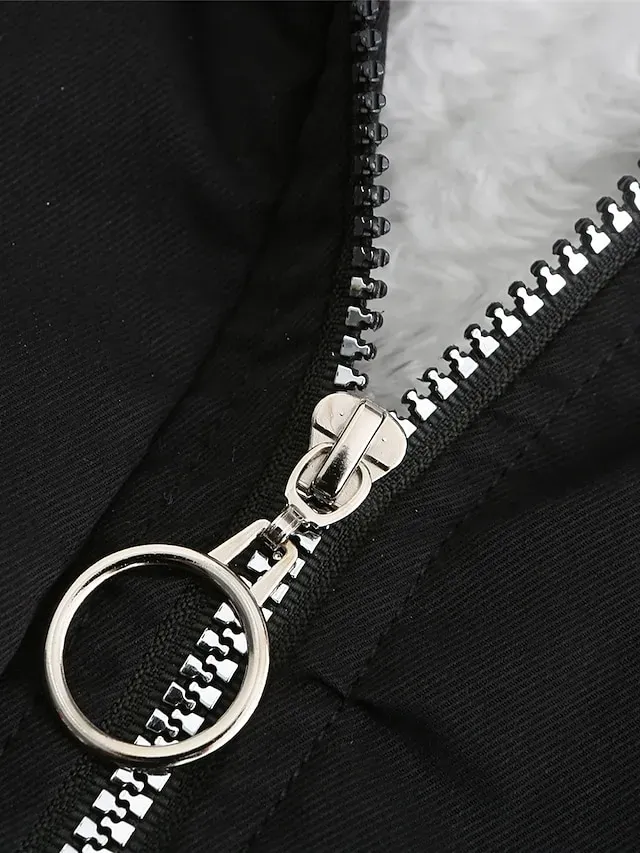 Women's Parka Puffer Coat Thermal Warm Winter Coat Windproof Heated Coat with Fur Collar Fall Zip up Drawstring Fleece Jacket with Pockets Outerwear Pink Black Pink Mid-Length