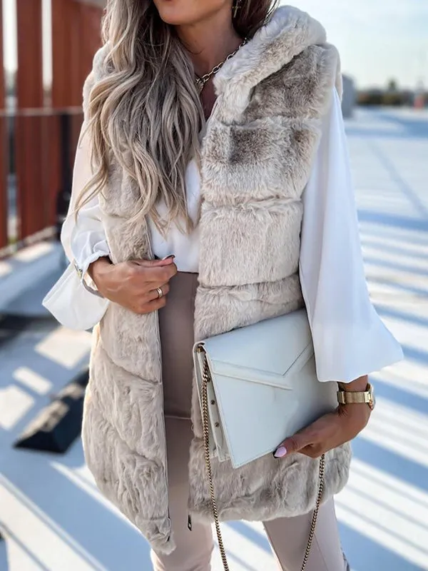 Faux fur Hoodie Casual Vest