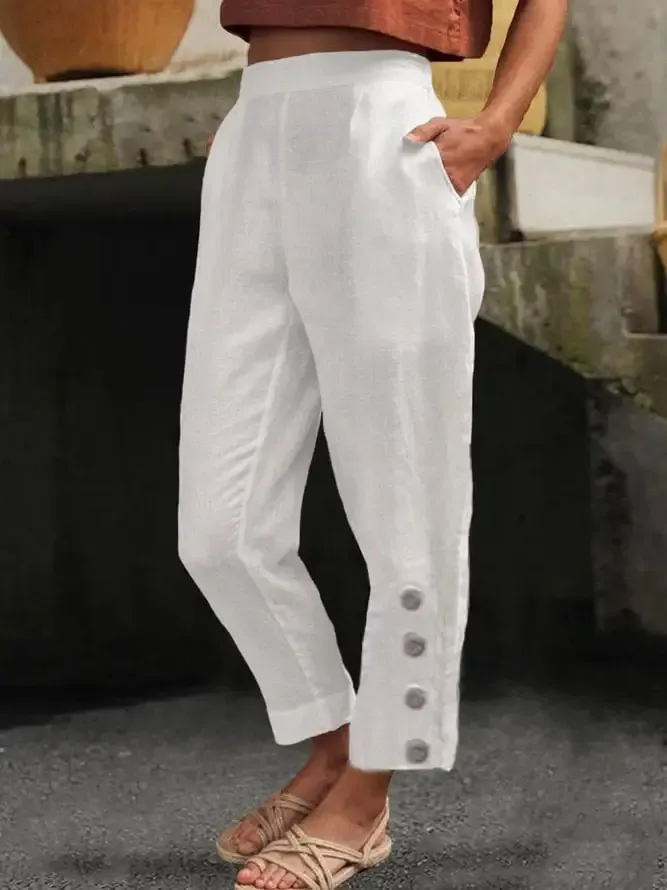 Women's Solid Color Casual Wide Leg Pants
