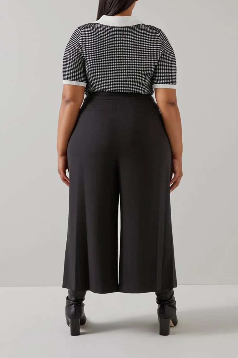 Dark Grey High Waist Split Hem Wide Leg Trousers