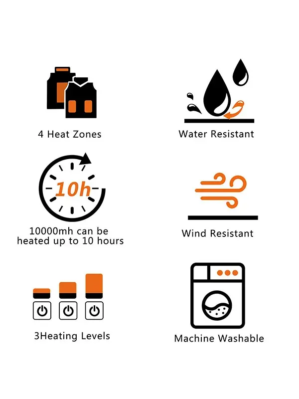 Ladies heated vest, 3 heating, 4 heating zones, washable neck heating jacket