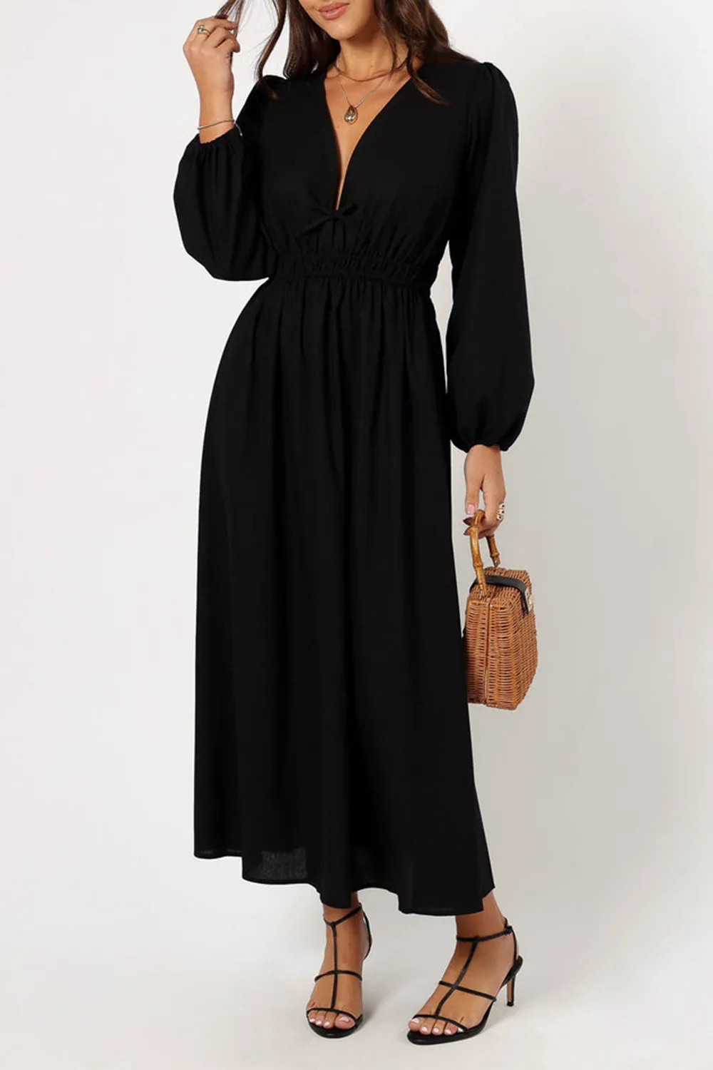 BLACK LONG SLEEVE MAXI DRESS