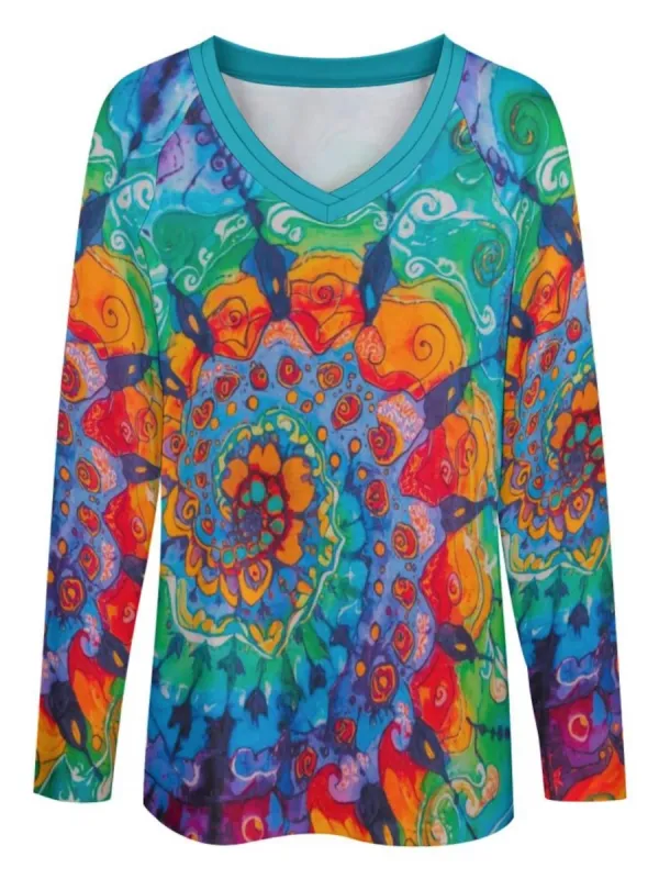 Tie-Dye Swirl V-Neck T-Shirt