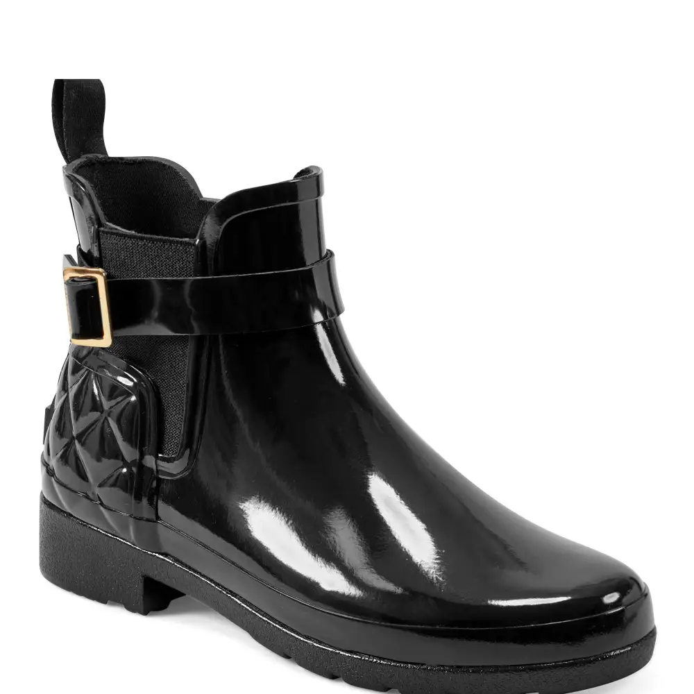 Women's Quilted Gloss Refined Slim Fit Chelsea Boots