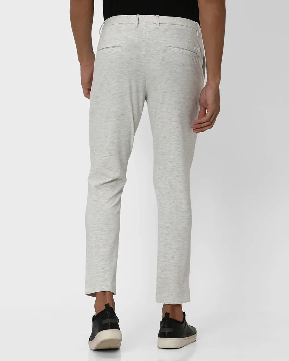 Classic Versatile Slim-Fit Straight-Leg Light Grey Trousers