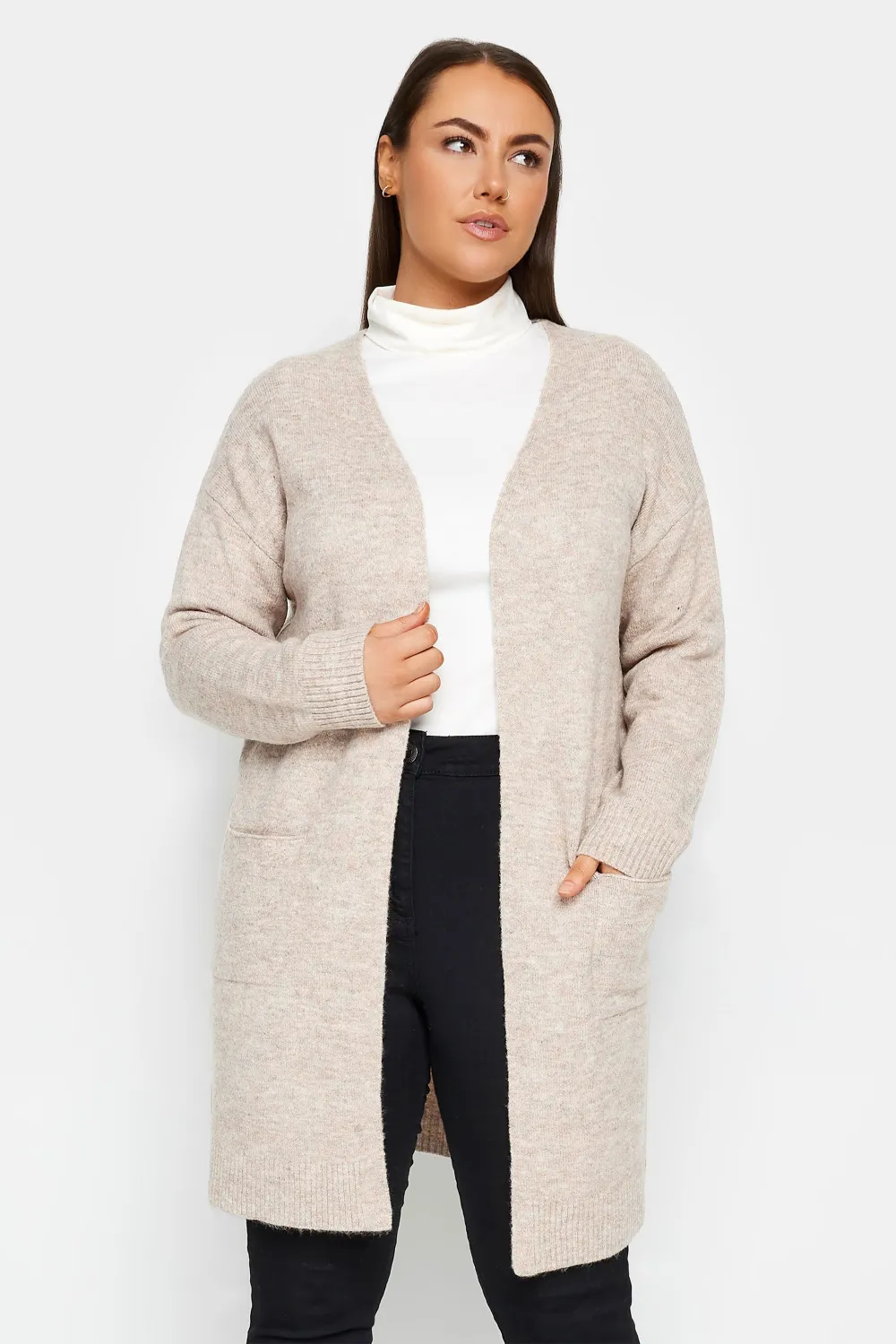 Evans Neutral Brown Longline Lounge Cardigan