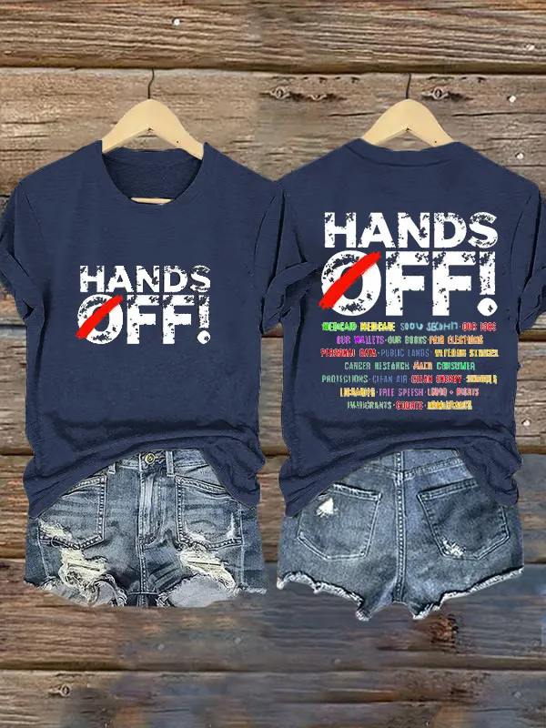 Women'S T-Shirt Women'S Hands Off Protest Printed Casual T-Shirt Colorful Letter-Printed Cotton Short Sleeve