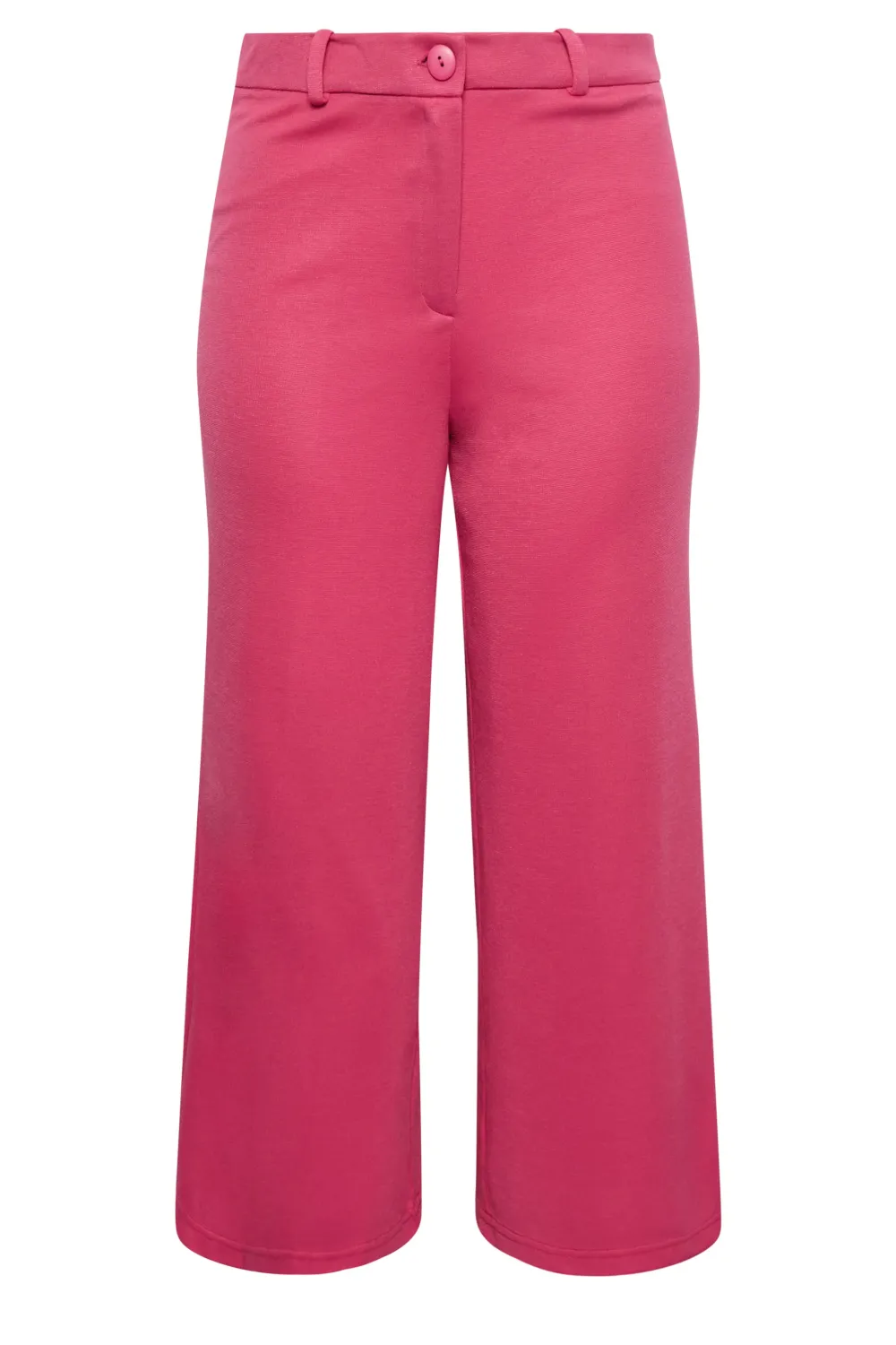 YOURS Curve Pink Wide Leg Button Up Trousers