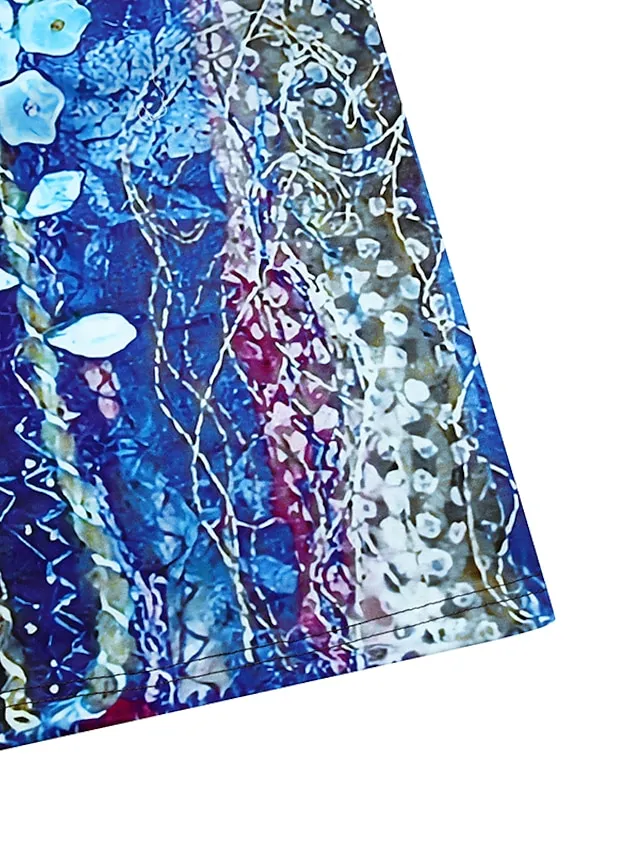 Women‘s Shift Dress Knee Length Dress 3/4 Length Sleeve Floral Print Summer Spring Fall V Neck Casual 2023 S M L XL XXL XXXL 4XL