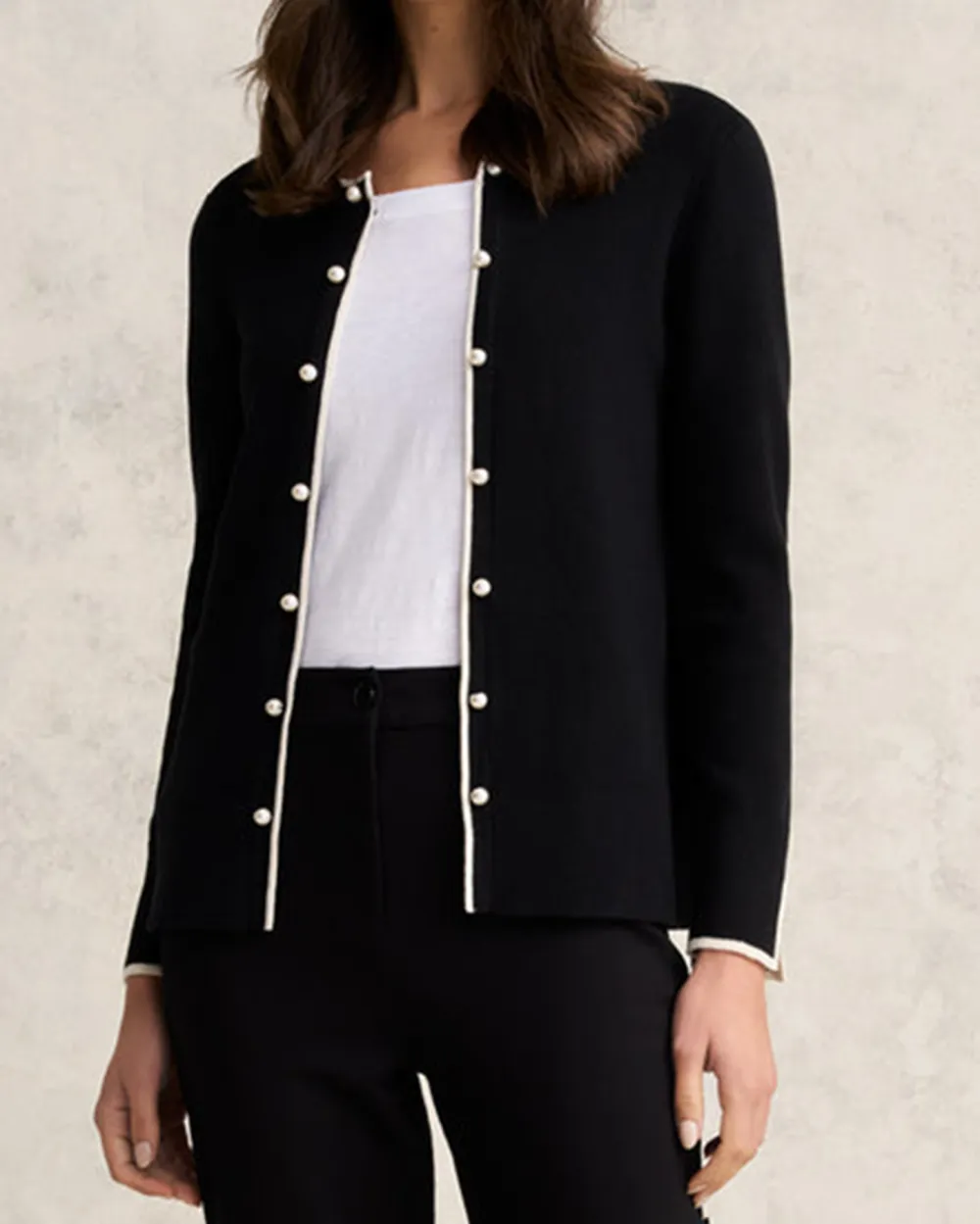 Contrast Rib Cardigan