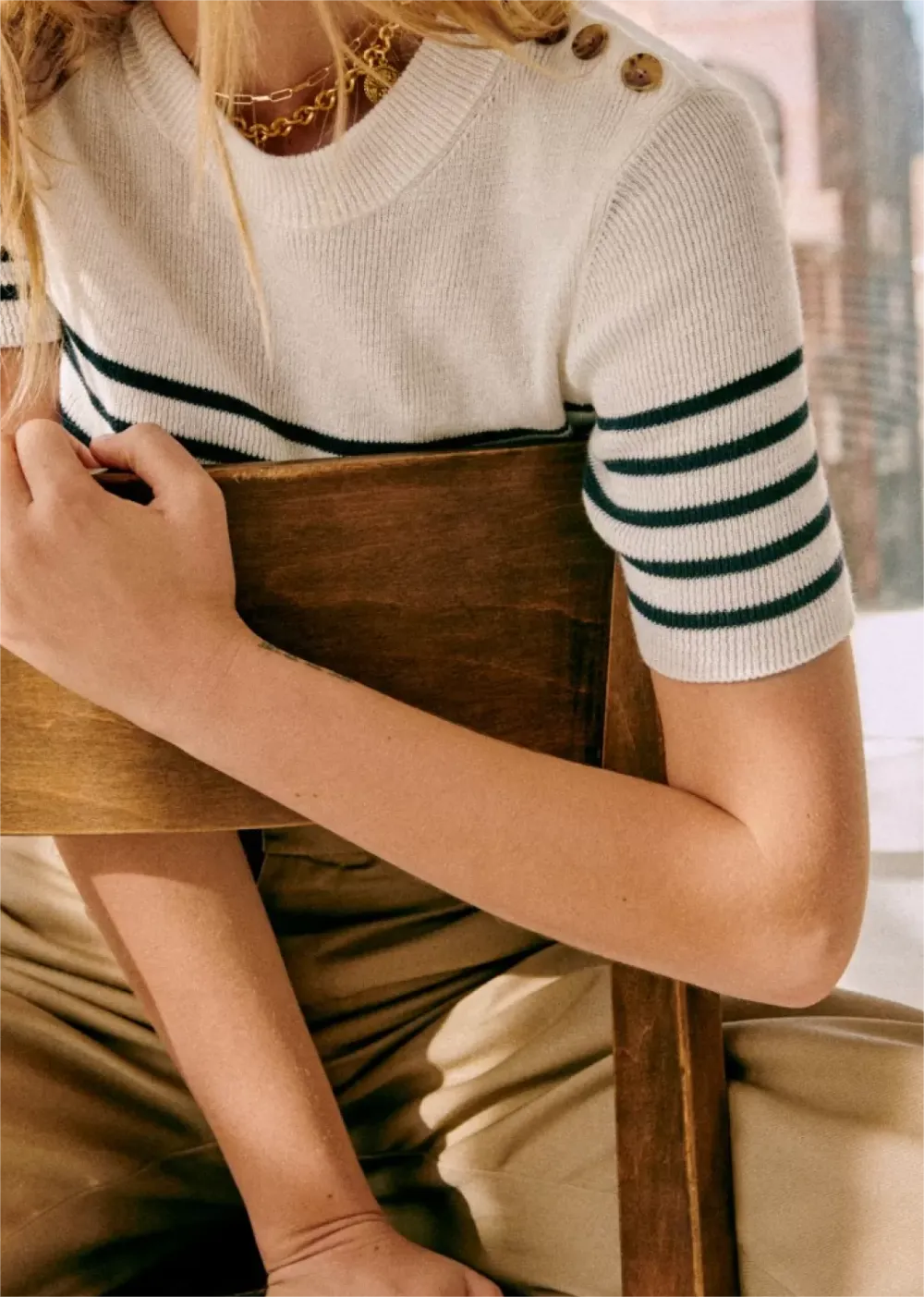 Striped Short Sleeve Knitwear