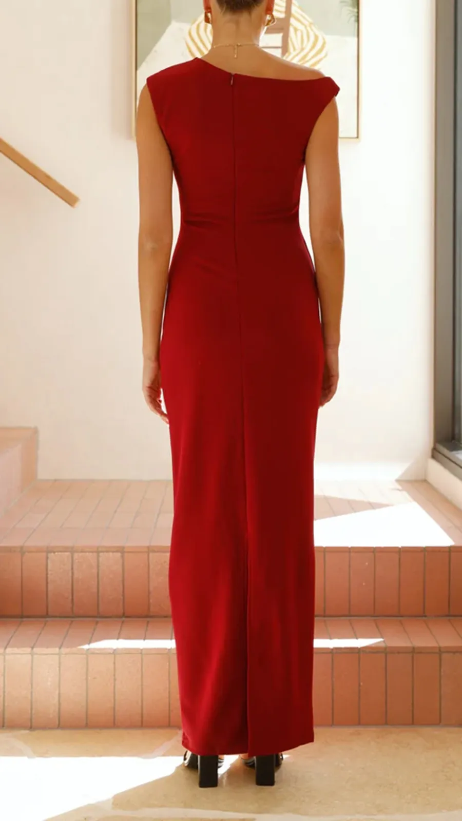 High Asymmetrical Neckline Dress