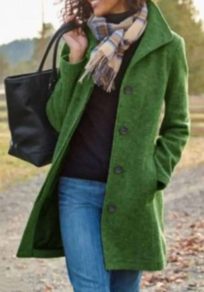 Casual Solid Patchwork Turn-back Collar Outerwear