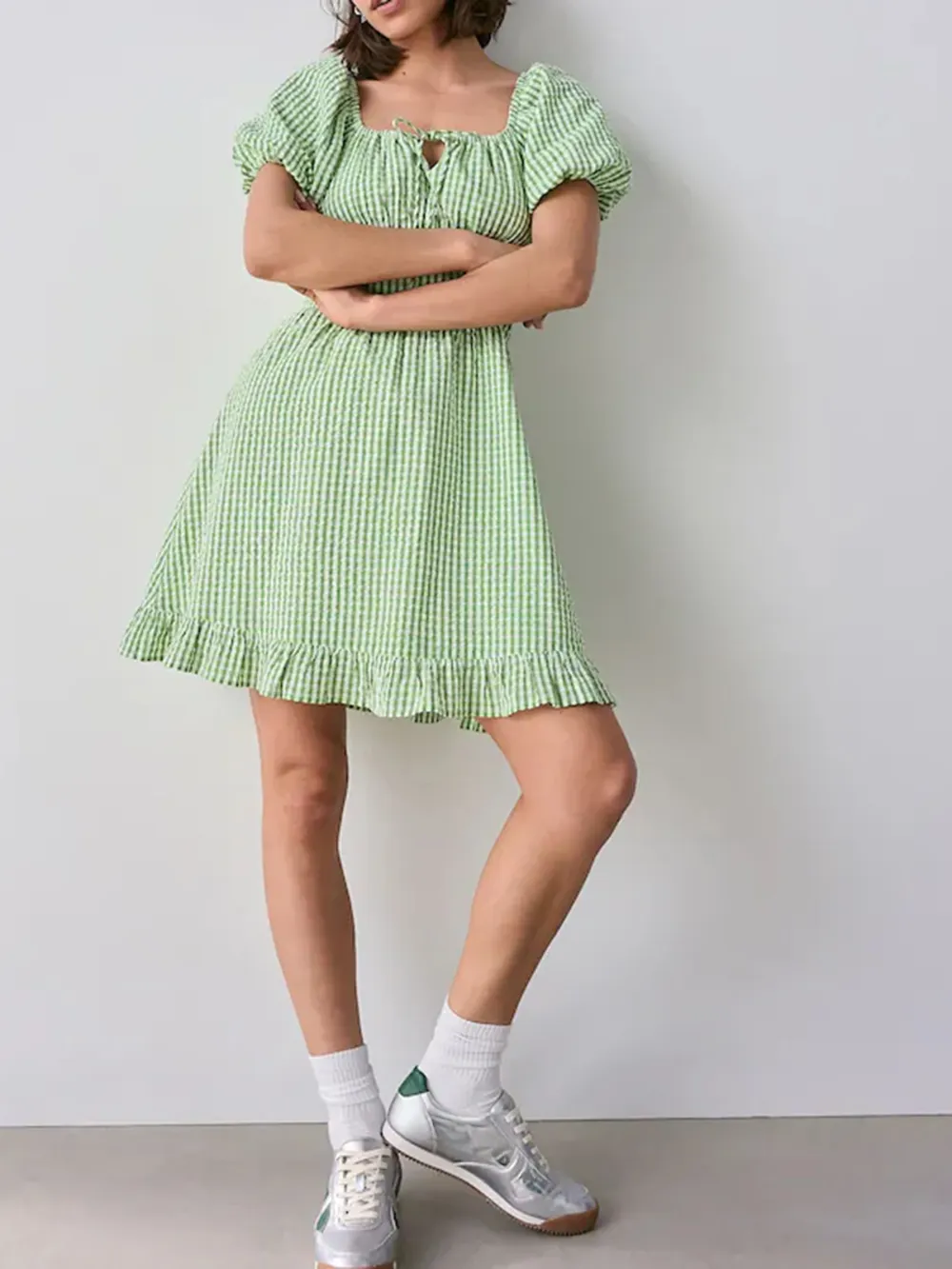 Summer Fresh Bubble Sleeve Pure Cotton Dress
