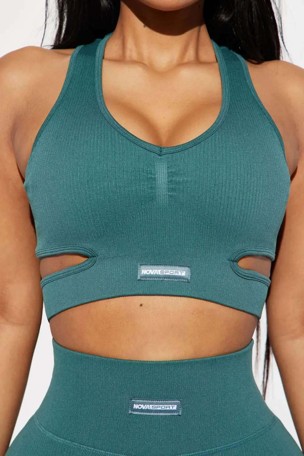 Roxane Ribbed Seamless Active Sports Bra - Teal