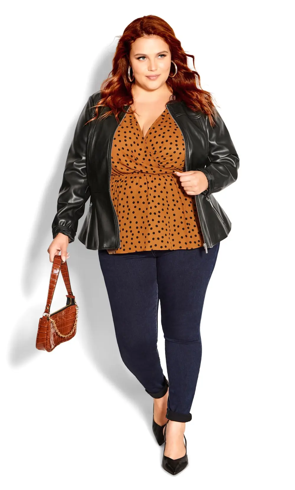 Evans Black Faux Leather Fitted Jacket