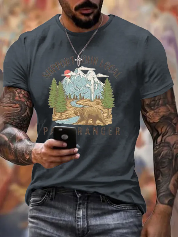 Men'S T-Shirt Pure Cotton Men'S Support Your Local Park Ranger Print T-Shirt