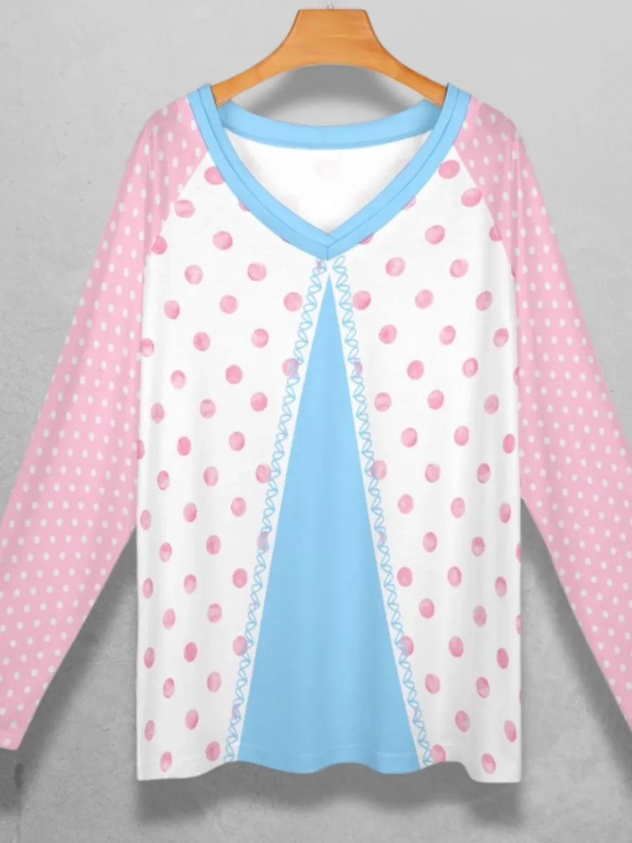 Cute Polka Dot Raglan Top