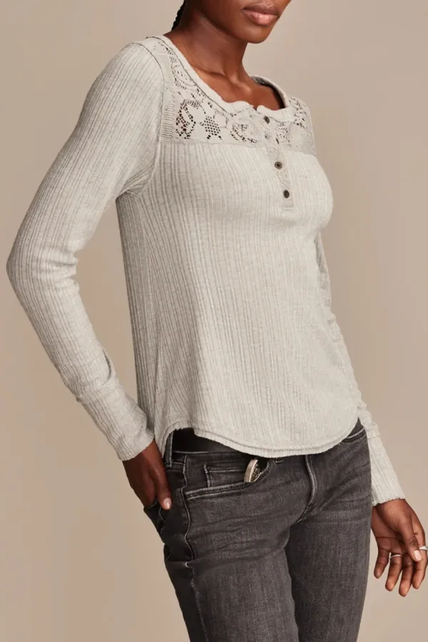 Medium Heather Grey Cloud Lace Mix Henley