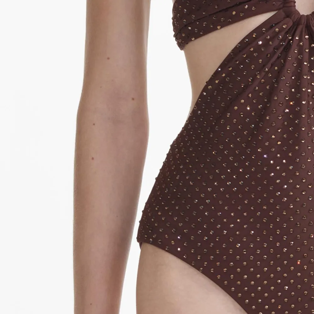 Brown Rhinestone Swimsuit