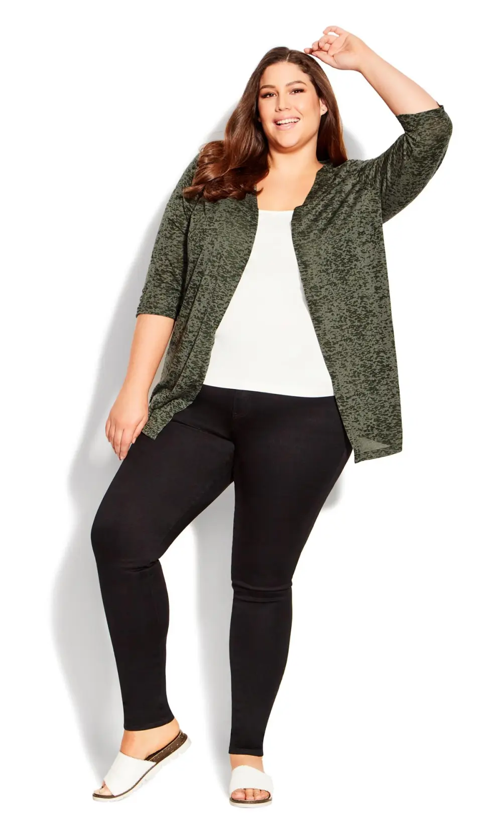 Evans Green Abstract Print Cardigan