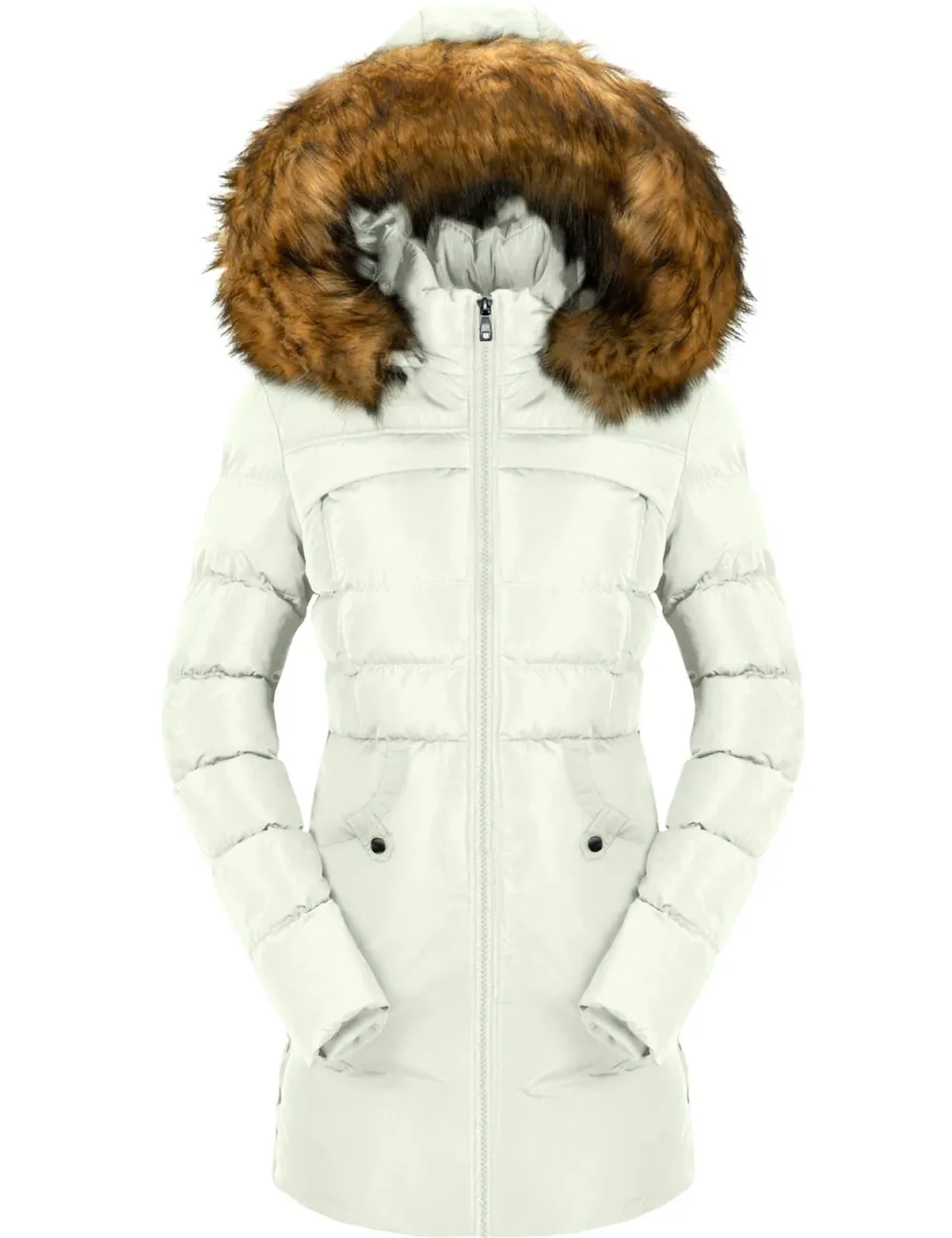 Women's Winter Puffer Coat Heavy Warm Long Parka Down Jacket with Fur Hood