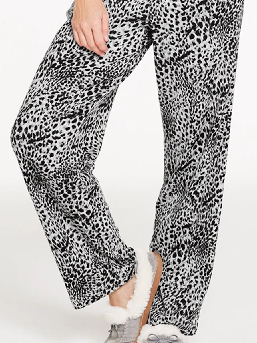 Women'S Black & White Leopard Print Loungewear Set