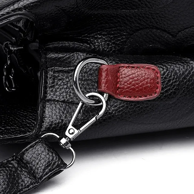 Women's Handbag Shoulder Bag PU Leather Outdoor Daily Large Capacity Waterproof Durable Letter Black / Red Black & Yellow