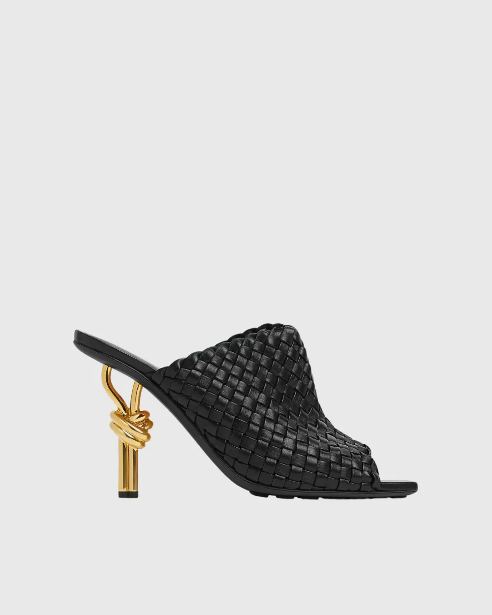 Woven Metal Knot Mules in Black