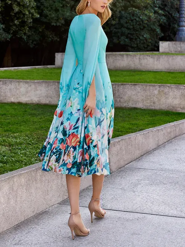 Floral Regular Fit Elegant Midi Dress
