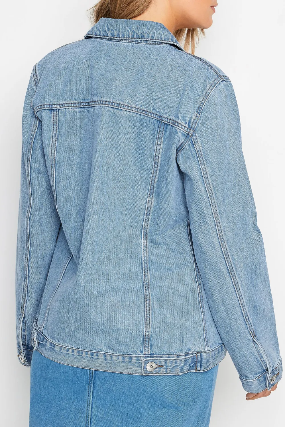 Long Sleeve Blue Mid Wash Denim Jacket