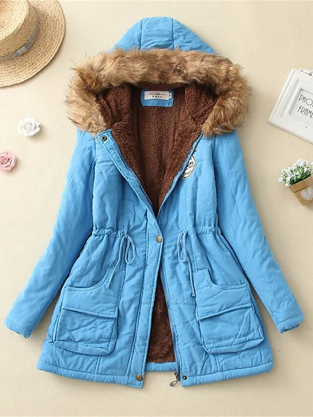 Women's Winter Coat Fleece Lined Parka Thermal Warm Windproof Puffer Jacket with Pocket Hooded Heated Jacket Fall Outerwear Drawstring Outdoor Street Fashion Casual Outerwear