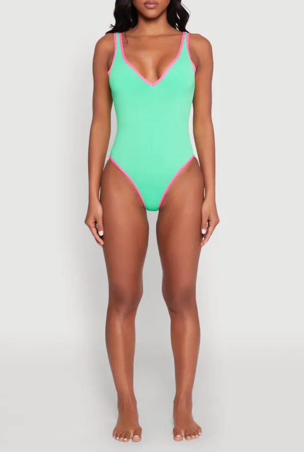 Color Blocked Edge One-Piece Swimsuit