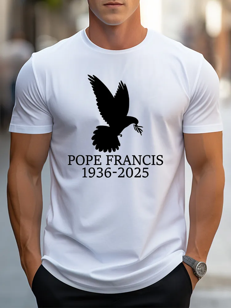 Men's Thank You Father 1936-2025 Print Short Sleeve Round Neck Cotton T-Shirt