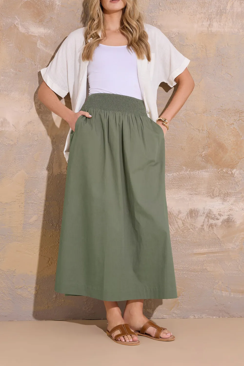 Plain Wide Waistband Skirt