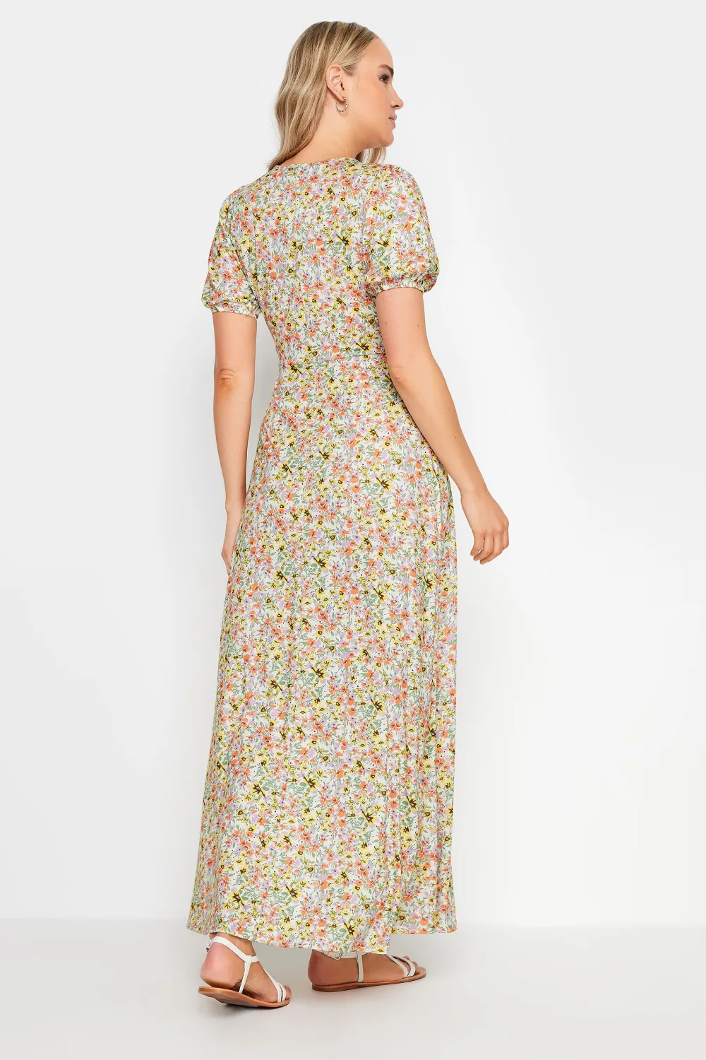 LTS Tall Yellow Ditsy Floral Print Maxi Wrap Dress