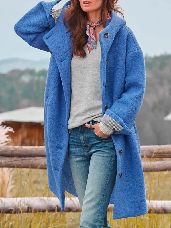 Woolen Hoodie Casual Overcoat