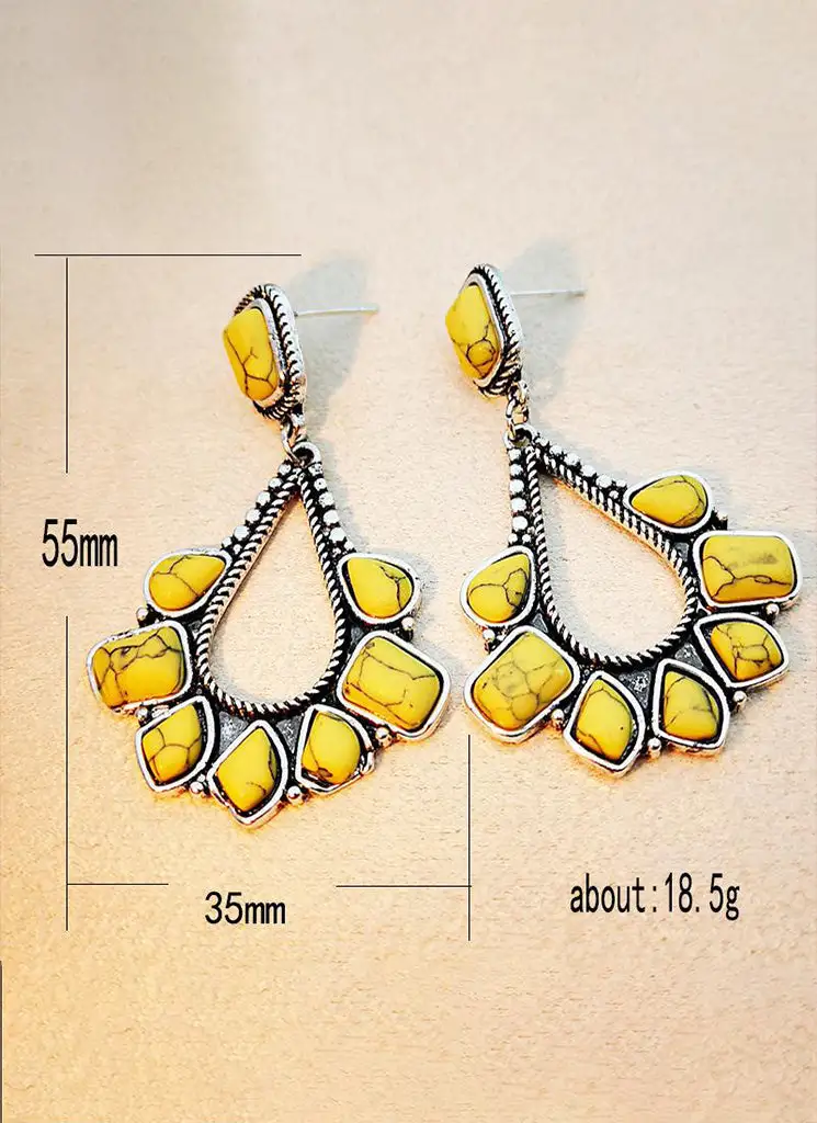 Antique Gold Ivory White Turquoise Earrings