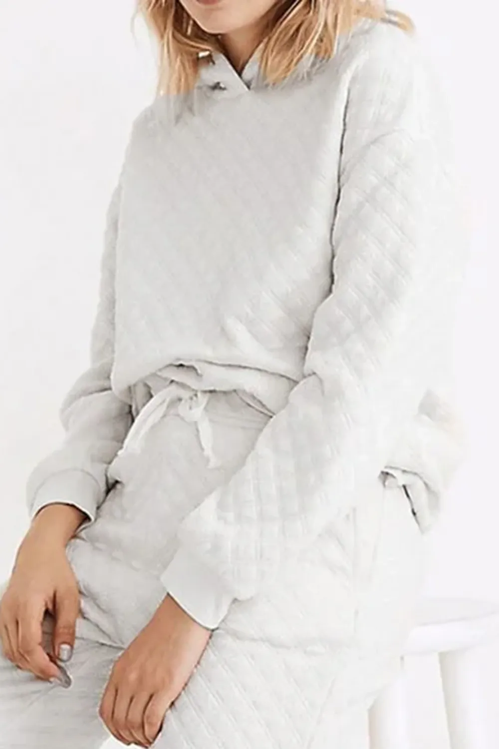 Modern Minimalist Movement Loose White  Hoodie